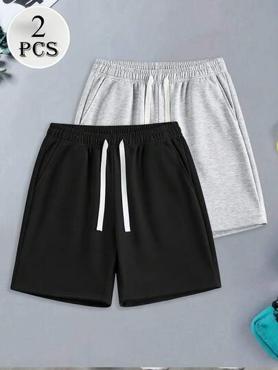 2件/套：男士休闲抽绳运动短裤