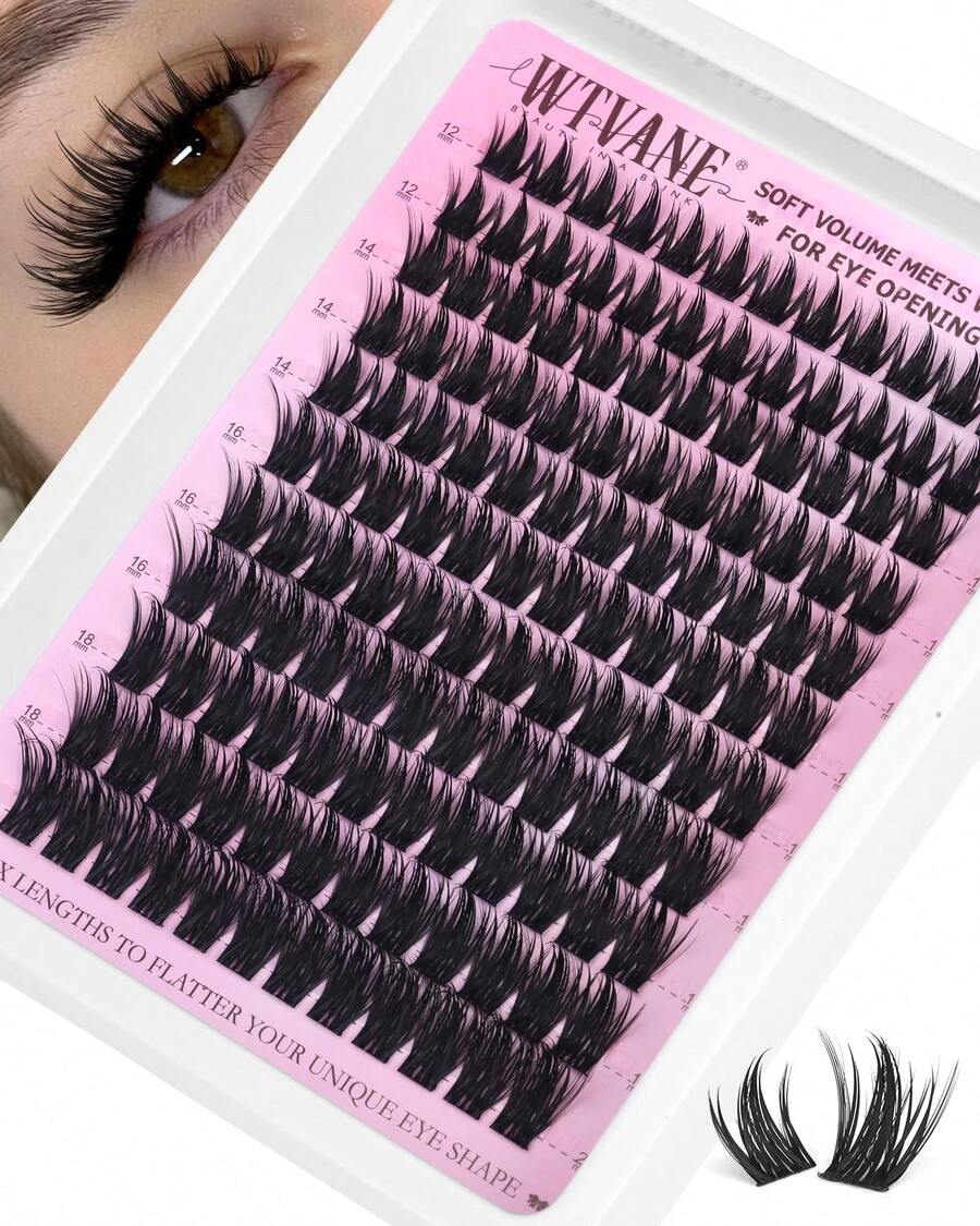 Manga Inspired Lash Clusters: Wispy Volume Eyelash Extensions, 12-20mm D-Curl, Wet Look Anime False Lashes - Style O Wet Lash Clusters - View 1