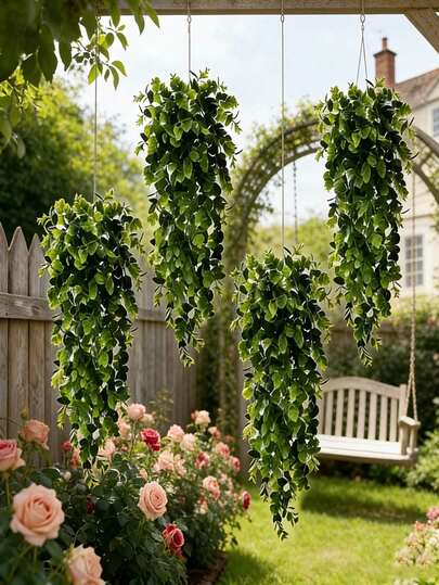 2株人造常春藤藤蔓 - 抗紫外线仿真悬挂绿蕨类植物，适用于室内/室外装饰、墙面艺术、庭院绿植、室内绿化装饰 | 装饰叶 | 人造叶，节日装饰，适用于墙面、家居、花园、春/夏/秋季室内外装饰