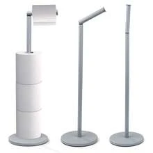 Crystals 2-In-1 Free-Standing Toilet Paper Holder With Storage Rack – Bathroom Floor Stand - Gris - Ver 3