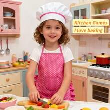 4pcs Kids Chef Cooking & Baking Set, Includes Apron, Chef Hat And Cooking Utensils, Dress Up And Pretend Play Kitchen Toys, Birthday Gift For Girls And Boys - Multicolor - View 7