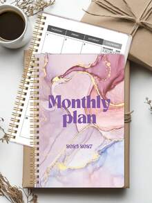 1pc 2026-2027 Weekly And Monthly Academic Year Planner Calendar Notebook, 2026.Jan - 2027 Dec, 5.7" X 8", A5 Monthly Planner Notebook With Notes Waterproof Cover, Personal Organizer, Office & School Supplies Adult Gifts Teacher Gifts Mothers Day Gift - Pink - View 3