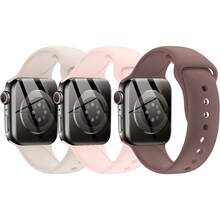 3件相容錶帶，相容於 Series 11/10/9/8/7/6/SE/SE2/SE3/Ultra 2/Ultra 3 及所有型號 (38mm/40mm/41mm/42mm/44mm/45mm/46mm/49mm) - 可調節運動錶帶，相容於，優雅節日禮物，相容於 Apple - 3pcs 星光/粉紅色/煙紫 - 查看 11