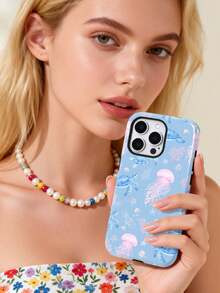 1 chiếc ốp lưng điện thoại 2 trong 1 bằng chất liệu Phylon bóng, họa tiết rùa biển, sứa, san hô, vỏ sò, phong cách đại dương mùa hè, tương thích với Samsung/ 11/12/13/14/15/16/17 Pro Max, phiên bản quốc tế, không phải phiên bản nội địa. - Nhiều màu - Xem 4