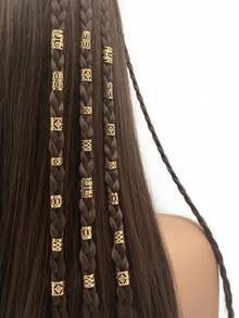 60 piezas Anillos de metal para trenzar el cabello, accesorios para el cabello de mujer - Dorado - Ver 1