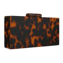 Gets Acrylic Clutch Bag Leopard Print Evening Handbag Women's Glamorous Glossy Acrylic Wallet Detachable Metal Chain Shoulder Strap Wedding Party Elegant Purse Fashionable  Multicolor Luxury Gift - hổ phách - Xem 5