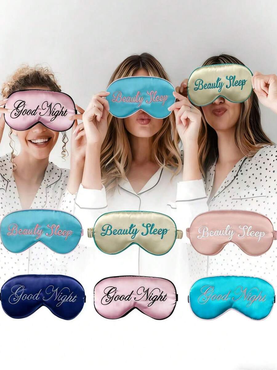 1pc Silk Sleep Eye Mask, Soft Blackout Eye Mask With Adjustable Strap, Eye Cover For Women And Men - B - View 1