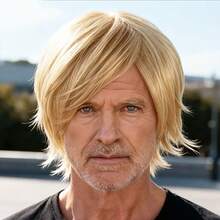 Men'S Golden Wig Short Layer Straight Hair Synthetic Halloween Role Playing Male Wig With Buckle Net - Multicolor - View 8