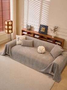1件高克重雪尼尔沙发毯，纯色沙发套，四季皆宜，防猫抓，奢华时尚，简约优雅，装饰性沙发套，保护沙发，适用于客厅、卧室、书房、办公室、俱乐部、派对等场所。 - 淺灰色 - 查看 3