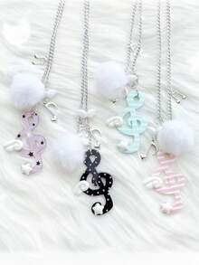 1pc Vintage Polka Dot, Striped, Musical Note, Star Necklace, Cute Wing & Musical Note Sweater Chain, Random Necklace Style - Multicolor - View 4