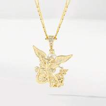 1pc Meaningful Catholic Gift, Gold St. Michael Necklace With Adjustable Heart Extension, Ideal For Baptism, Graduation & Christmas - Gold 55+5 - View 5