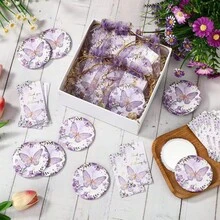 45/30/3pcs Purple Butterfly Mirror Gift Set, Butterfly Pocket Mirror Thank You Card, Organza Butterfly Bag, Suitable For Wedding, Birthday Party Decor, Bridal Shower, Festival Events, Theme Party, Bachelorette Party Favors, Bridesmaid Gifts, Bridal Party Gifts - Multicolor - View 5