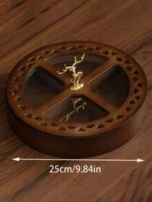 1pc 4-Compartment Round Divided Fruit Plate, Multifunctional Dessert Display Tray, Bamboo & Wood Platter, Smooth Rounded Edges, Sturdy & Durable Round Plate, Home Party Serving Tray, Kitchen Dining Tableware - Deer-shaped Divided Fruit Platter - View 12