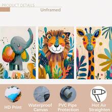 3幅野生动物繁殖主题墙画 - 色彩缤纷的丛林动物，防水帆布海报，适合家居和宿舍装饰 - 彩色 - 查看 13