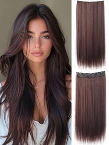 20" 24" 28"Synthetic Hair Extensions Hairpiece 5 Clips Long Straight Heat Resistant Hair Piece Natural Hairstyle For Women Daily Used - Multicolor - View 18