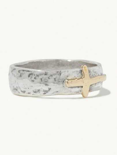 1PC Vintage Rings Womens Rings Cross Design Fashional Rings For Women Suitable For Daily Wear Merry Christmas Birthday New Year Valentine's Day Anniversary Gift For Her Jewelry Ring