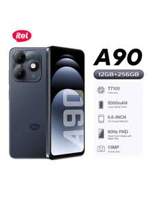 itel A90 Dual SIM Smartphone, 6.6" 90Hz Display, Android 14 OS, 5000mAh Battery, 13MP Camera, Fingerprint ID, Multimedia Smartphone - Fashionable Smart Phone - Black - View 1