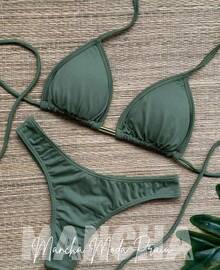 Basic Triangle Bikini With Lined Cups - S, M, L, XL - Verde militar - Ver 2