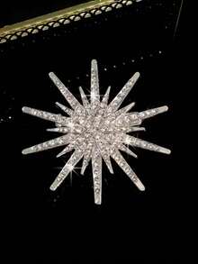 Fashionable New Ins Elegant Sparkling Crystal Octagonal Star Brooch - Silver - View 4