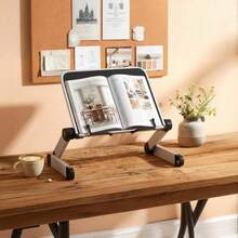 Shoze Adjustable Book Holder Stand Lightweight Aluminum Ergonomic Reading Cooking Book Stand With 360° Rotation For Textbooks Tablets Magazines Recipe Books Office Home Use - Black - View 1