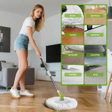 Mop Bucket System, 360Spin Mop And Bucket With Wringer Set,EasyWring Microfiber Mop With 3 Mop Pads,Spinning Floor Cleaning System For Floor Cleaning - Home & Office Suitable - Trắng - Xem 7