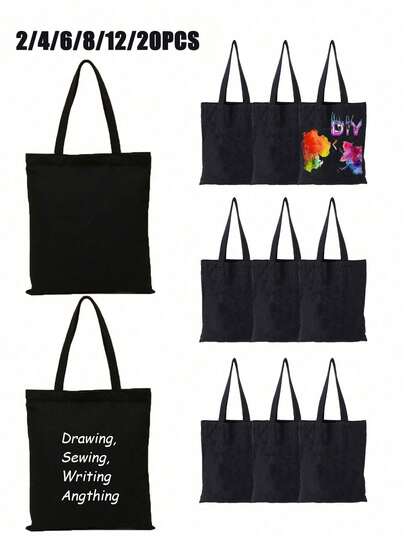 2/4/6/8/12/20 piezas Bolsas de tela en blanco para sublimación, bolsas de compras reutilizables y ligeras de tamaño mediano, bolsas de hombro plegables, bolsas de compras plegables de gran capacidad, adecuadas para manualidades, publicidad, promoción, regalos, eventos y artículos para el hogar