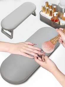 Cojín plegable para manos, reposabrazos acrílico portátil tipo macaron, adecuado para escritorio de manicura, soporte ergonómico para manos, para salón de uñas en casa, arte de uñas de gel y acrílico (disponible en blanco/rosa/gris) - Blanco - Ver 2