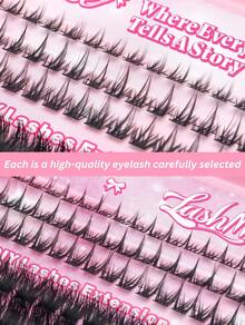 1164PCS/582PCS Lash Cluster Set, Individual Cluster Lashes, D Curl Effect DIY False Lashes, 80D100D120D150D Mixed Density, Includes Eyelash Glue, Tweezers, Remover, For Christmas, Halloween, Party, Daily Wear, Festive Glam Beauty,Individual Eyelashes - 粉色 - 查看 3