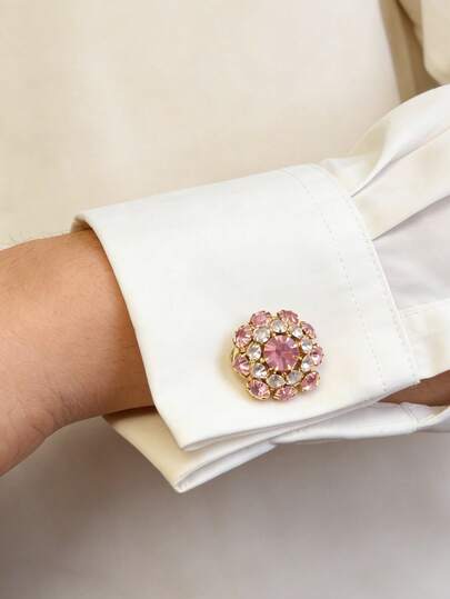 1pc Fashion Crystal Cufflinks, Women's Brooch Pin Set, Elegant High-End Clothing Brooch, Drawstring Clip, Tie Clip, Women's Accessories, Women's Party Luxury Chic Clothing Cufflinks Set, Suitable For Daily Wear, Friend Gift, Lover Gift, Family Gift