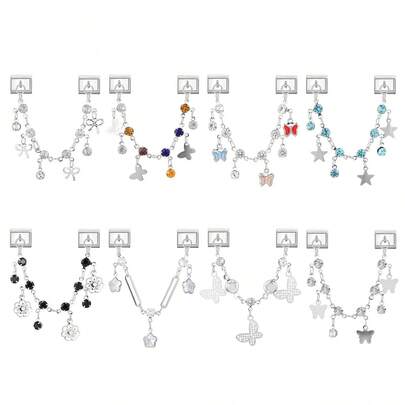 1 pieza Pulsera modular italiana DIY entrelazada, decorada con elementos de pentágono, flor, mariposa y corazón, adecuada como regalo de fiesta para amigos/parejas, aplicable para Navidad, Año Nuevo, Halloween, Día de San Valentín, diseño encantador, joyería de acero inoxidable, local, práctica y de moda, esencial para Navidad y Halloween, tono otoñal estable, estilo navideño