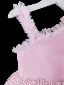 Young Girl' Elegant Sleeveless Mesh Short Dress, Princess Dress, Party Dress, Birthday, Wedding, Outdoor, Spring/Summer - Pink - View 8