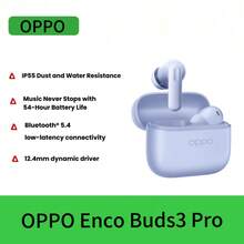 OPPO Enco Buds3 Pro 真无线蓝牙耳机，超长续航，更耐用，可连续播放音乐长达 54 小时，瞬间充满电，全面触控操作 - 查看 12