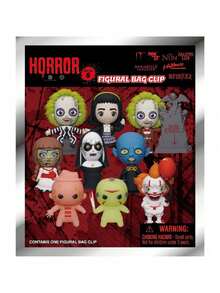 Monogram Warner Bros 1个华纳兄弟官方授权恐怖电影盲袋3D卡通人物挂件神秘盲盒PVC钥匙扣，随机角色，包括《黑暗军团》中的星期三、《邪恶艾什》、电影《沉默的羔羊》中的小丑、海报、电影《追捕》中的小丑等，惊喜袋，精致吊坠，收藏钥匙扣，可装饰手机、钱包、背包，适合圣诞节、万圣节、生日等场合，趣味礼物 - 多色3 - 查看 2