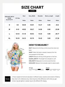 夏季休闲花瓣袖蕾丝边印花衬衫度假 - 彩色 - 查看 8