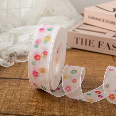 1 Roll Rainbow Polka Dot Decorative Satin Ribbon, 25 Yards Cartoon Gift Box Packaging Satin Ribbon, Birthday Cake Decoration Ribbon