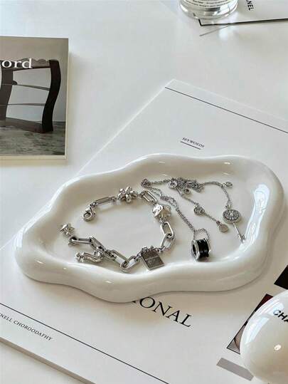 1pc Elegant Cloud-Shaped Tray, Modern Jewelry Organizer Display Stand, Single-Layer Luxury Jewelry And Perfume Display Stand, Elegant Holder For Necklaces, Bracelets And Earrings, Plastic ABS Resin Tray, A Unique Jewelry Tray Suitable For Storing Keys At Home, Can Be Used To Decorate Vanity, Desk