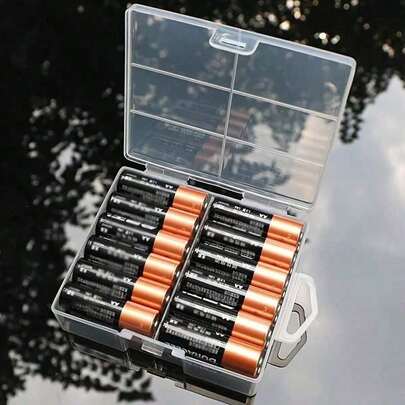 AA/AAA Battery Storage Box - The Transparent Storage Box Can Hold 24 AA Batteries Or 24 AAA Batteries.