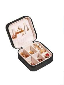 1个高品质大容量首饰收纳盒，便携式旅行首饰收纳盒，女士礼盒，防水PU皮革首饰收纳盒，化妆品收纳盒，小型首饰盒，戒指、项链和手镯收纳盒，首饰展示盒，旅行收纳盒，旅行必备品，女士礼物，节日礼物，圣诞礼物。 - 彩色 - 查看 12