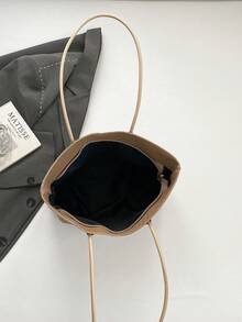 2026新款编织纹理大容量女士休闲时尚腋下手提单肩包 - 卡其色 - 查看 4