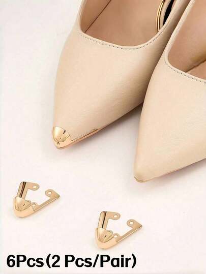 Elegant Metal High Heel Protectors - Fashionable Toe Cap, Iron Material, Prevents Creases And Wrinkles, Fashionable Shoe Protective Decorative Accessory, Shoe Accessories