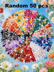 50/100 piezas Cuentas de silicona con agujero grande - Cuentas espaciadoras de acrílico agrietado surtido, adecuadas para hacer pulseras, collares, llaveros - Suministros duraderos para hacer joyas - Multicolor - Ver 19