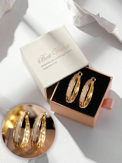 一对奢华立方氧化锆超大号耳环，优雅女士珠宝，适合婚礼、派对、晚宴等场合，采用铜质材料，不易褪色，防过敏，是理想的礼物之选。