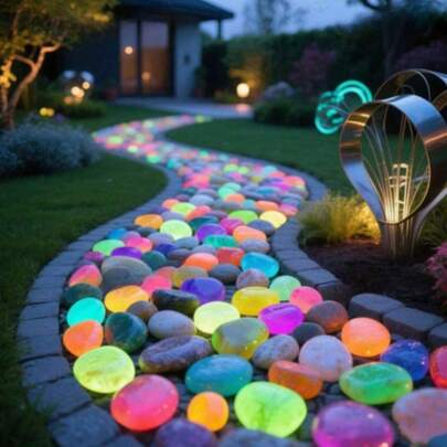 500 viên đá phát sáng trong bóng tối, đá phát quang nhiều màu, dùng để trang trí DIY, thắp sáng màn đêm, thích hợp cho vườn, bãi cỏ, sân, lối đi ngoài trời, hành lang và trang trí bể cá. Đá phát sáng rất tuyệt vời cho bể cá, lối đi, luống hoa, cây trồng trong chậu, thiết kế DIY đường lái xe, trang trí nhà cửa và trang trí Giáng sinh (Màu sắc và kiểu dáng ngẫu nhiên)