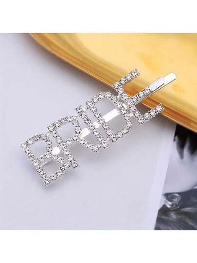 1pc Bridal Crystal Hair Clip, Shiny Wedding Hair Accessory, Suitable For Bride, Bridal Shower, Wedding, Bachelorette Party Decoration And Gift