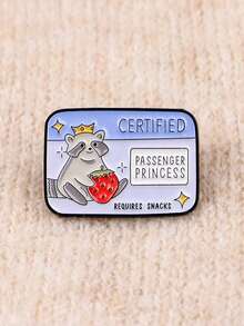 1pc Certified Princess Raccoon Enamel Pin Quote Brooch Pines Lapel Pins Badge Clothing Accessories Animal Jewelry Friends Gifts - Multicolor - View 4