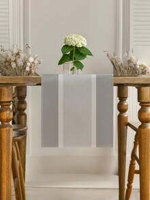 1pc Linen-Like Table Runner, Modern Living Room & Dining Table Mat, Washable, Suitable For Kitchen, Dining Table, Party, Wedding Decoration, Vintage Look, Applicable For Entryway, Family Gathering, Coffee Table, Living Room - Grey - View 3