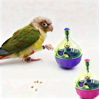 Interactive Parrot Toy With Bell, Modern Style Bird Chewing And Foraging Ball, Multicolor Durable Bite-Resistant Plastic Finish With Bell Inside, Features Wear-Resistant Construction For Small To Medium Parrots, Budgies