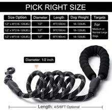 1pc Dog Leash, Reflective Dog Leashes, Highly Reflective Dog Leash, Slip-On Dog Lead, Slip-On Rope Leash, Strong Dog Lead, Pet Lead Leash - Multicolor - View 11