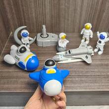 Rocket Spaceship Toy That Can Take Off, Press To Launch Rocket Spaceship Toy Car, Astronaut Figurine, Ideal Gift For Birthday Party - White - View 7