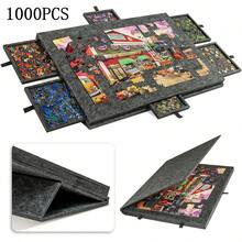 A Seven-Piece Puzzle Toy Set, Equipped With A Foldable Stand, Protective Cover, And Storage Tray - A Six-In-One Puzzle Table Board With 6 Drawers, A Portable Puzzle Table Board, A Puzzle Board With Integrated Felt, And A Stress-Relieving Toy. - 1500 Pieces Of Dark Gray - View 12